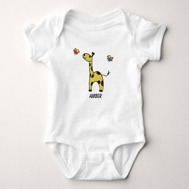 Body Costume bébé petite Giraffe et oiseaux (Devant)