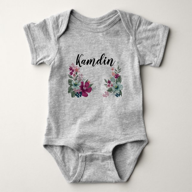Body Costume corporel pour bébé personnalisé Fleurs tro (Devant)