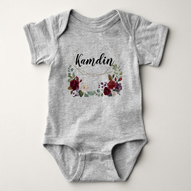 Body Costume corporel pour bébé personnalisé Roses blan (Devant)