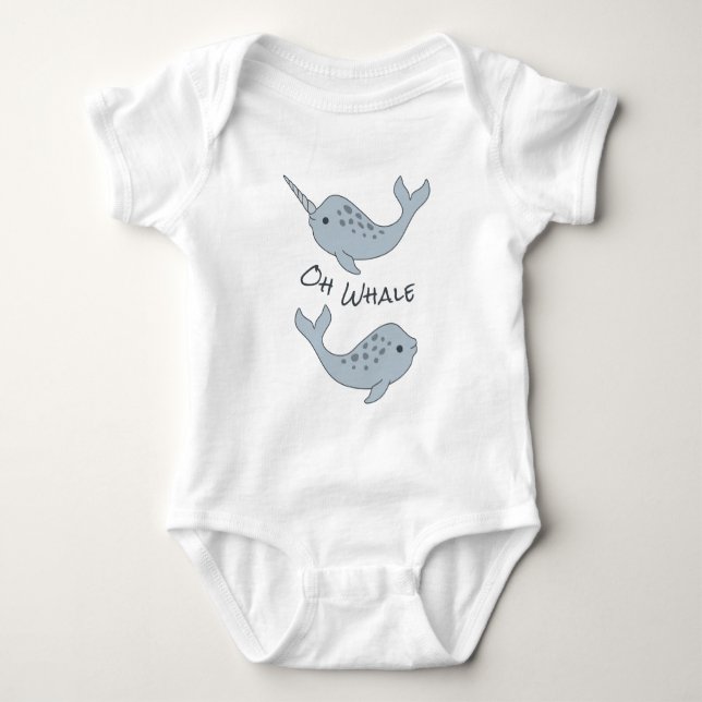 Body Costume de bébé Narwhal Oh Whale (Texte foncé) (Devant)