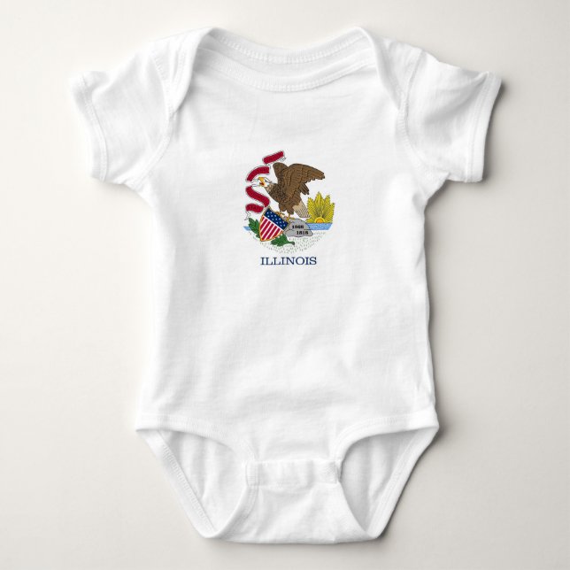 Body Costume de bébé patriotique avec drapeau de l'Illi (Devant)