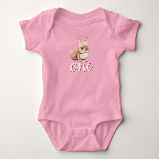 Body Couleur d'eau douce personnalisée Bunny 1er annive (Devant)