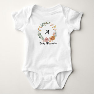 Body Couronne de rose corail pêche personnalisée avec n