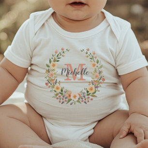 Body Couronne de rose girly monogramme moderne personna