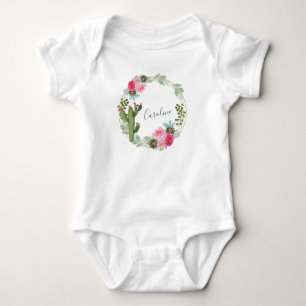 Body Couronne florale rose cactus aquarelle personnalis