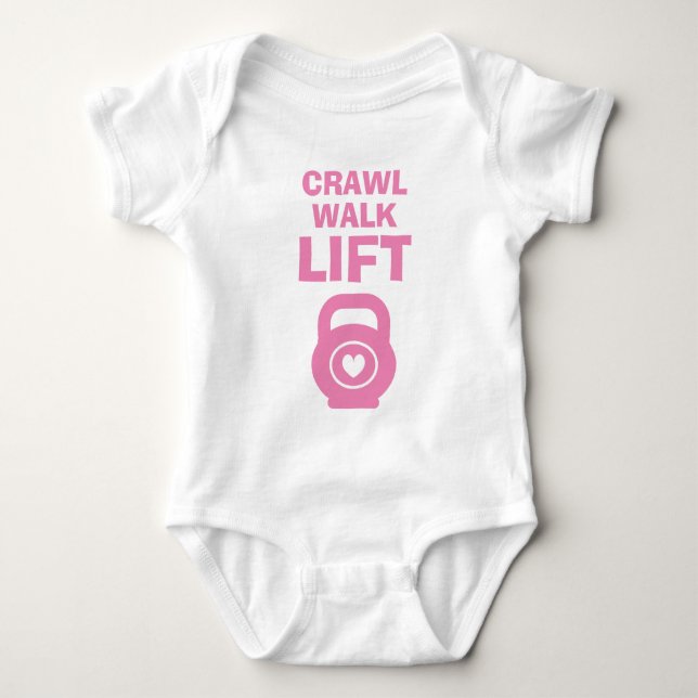 Body CRAWL WALK LIFT mignon costume de bébé rose de la  (Devant)
