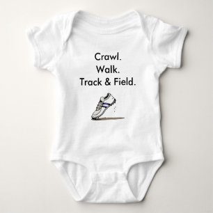 Body Crawl Walk Track and Field Spikes Baby Bodysuit