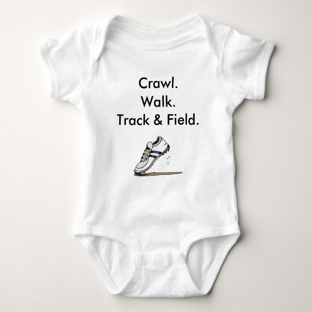 Body Crawl Walk Track and Field Spikes Baby Bodysuit (Devant)