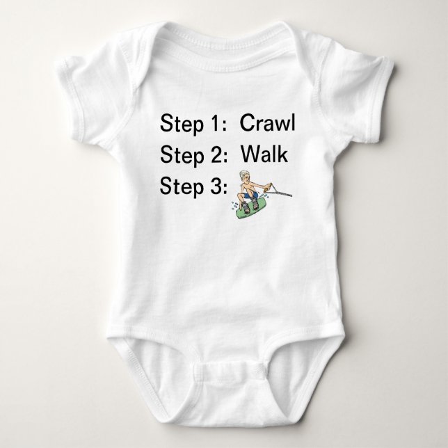 Body Crawl Walk Wakeboard Baby Bodysuit (Devant)