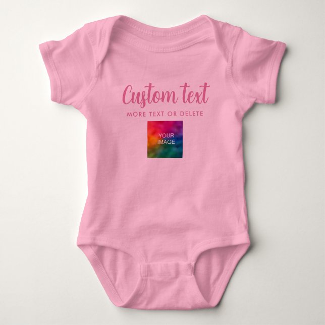 Body Create Your Own Photo Text One-Pieces Pink Girl (Devant)