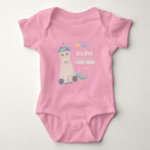 Body Croire en Unicorns Magical Pink Monogrammed Girl