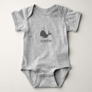 Body Custom cute grey whale baby romper for kids