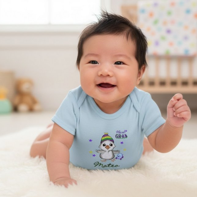 Body Custom Name Mardi Gras Boy Goose Carnival (Custom Name Mardi Gras Boy Goose Carnival Baby Bodysuit)