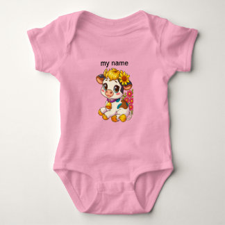 Body Cute Babies Cow with Flowers Burp Cloth