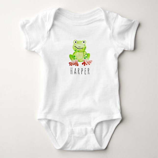 Body Cute bébé Unisex Aquarelle de la jungle Grenouille (Devant)