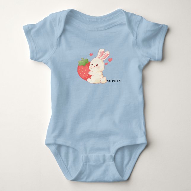 Body CUTE BUNNY Accrocher un maillot de bébé fraise (Devant)