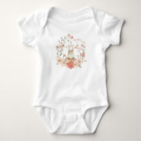 Cute Bunny Vintage Florales Coral Rose Fille Folia