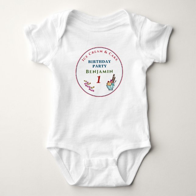 Body Cute Child Baby 1st Birthday Party Personalize (Devant)