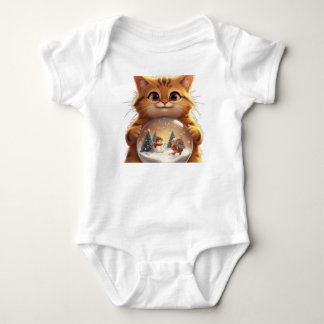 Body Cute Christmas Cat Snow Globe Baby Jersey Bodysuit