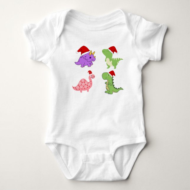Body Cute Christmas Dinosaurs Baby Bodysuit  (Devant)