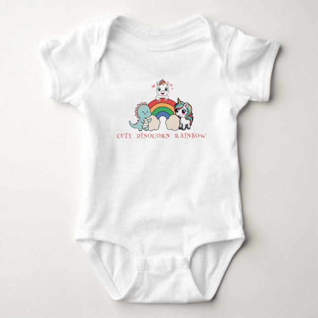 Body Cute Dinosaur Unicorn arc en ciel ami anniversaire (Devant)