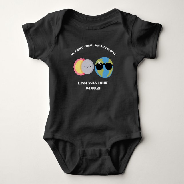 Body Cute Éclipse solaire Nom et date personnalisés (Devant)
