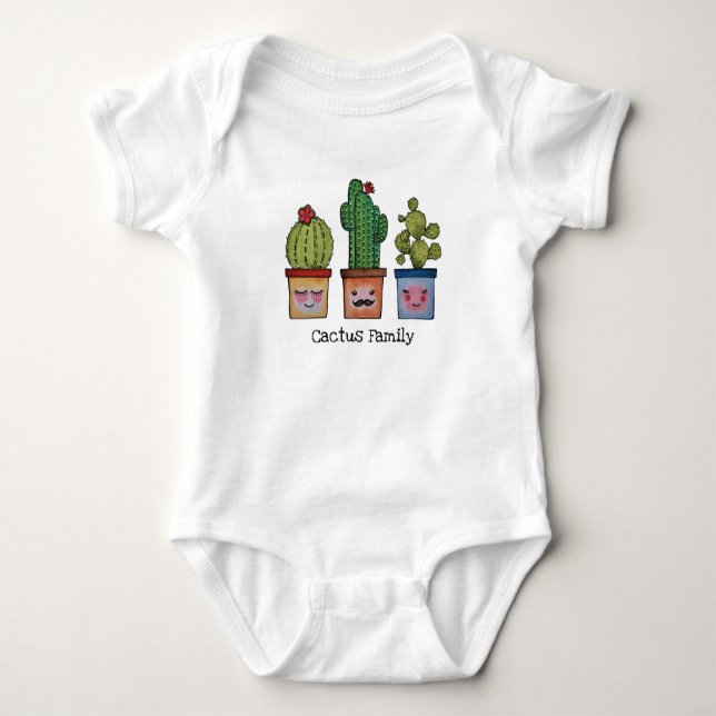 Body Cute Famille Cactus En Aquarelle (Devant)