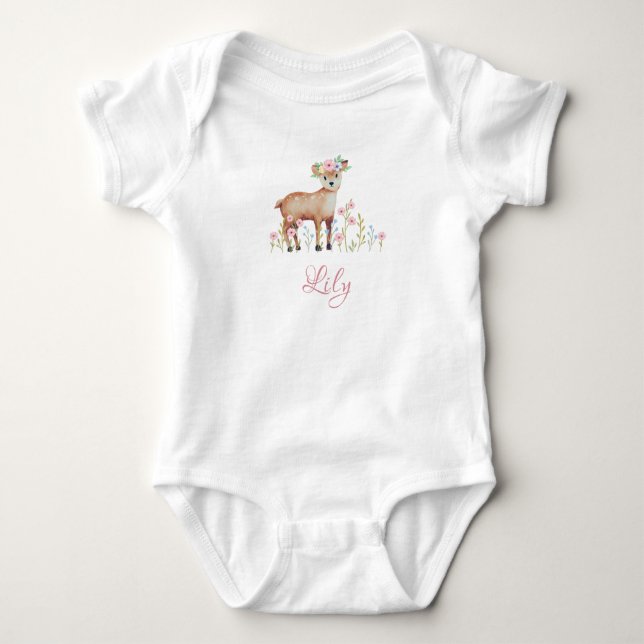 Body Cute Fawn personnalisé Baby Girl Jersey Bodysuit (Devant)