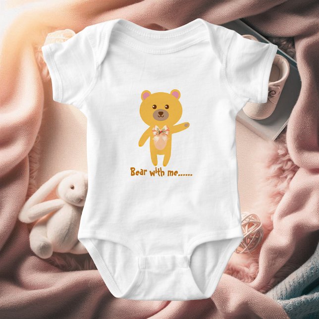 Body Cute Funny Bear With Me Baby Shower Personalized  (Cute Funny Bear With Me Baby Shower Personalized Baby Bodysuit (Front) )