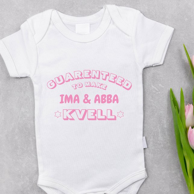 Body Cute Funny Jewish Ima & Abba (ou autre nom) Rose (This pink Jewish baby girl bodysuit is guaranteed to make Bubbe and Zaydee kvell with pride! Oy vey!)