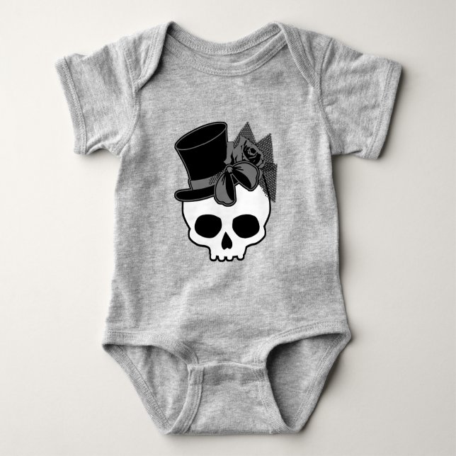 Body Cute Goth Crâne avec Rose de chapeau supérieur (Devant)