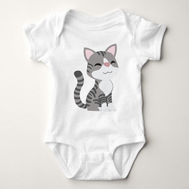 Body Cute Gris Souriant Tabby Chat (Devant)