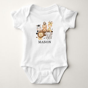 Body Cute Jungle Safari Animaux Monogramme Nom
