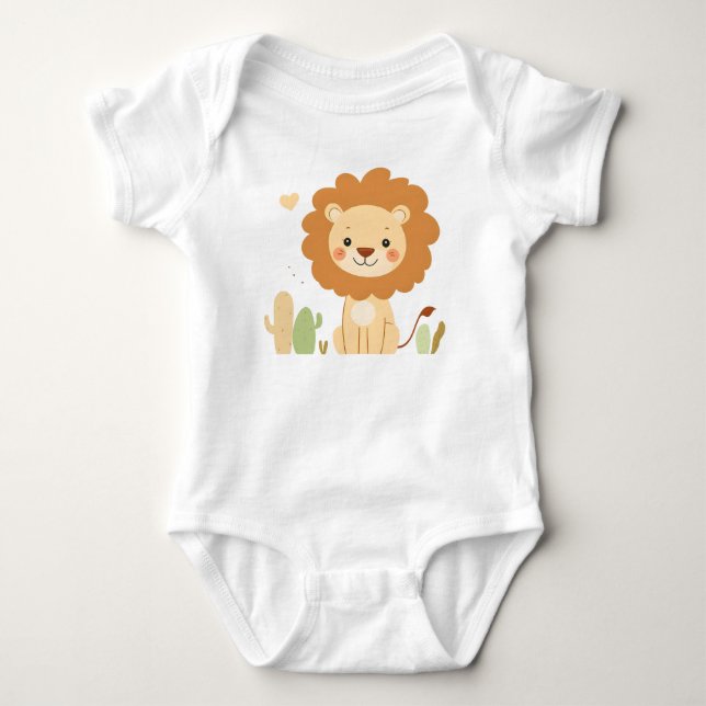 Body Cute Lion Baby Jersey Bodysuit Animal Design (Devant)
