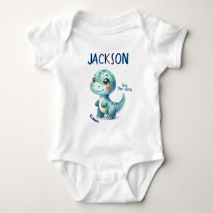 Body Cute Little Dino en vert et Turquoise Aquarelle