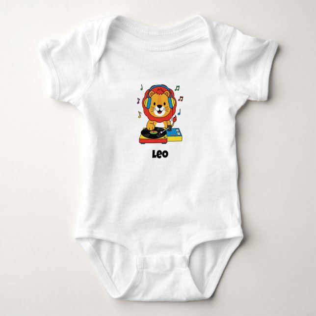Body Cute Little Lion DJ Music | Personnalisé (Devant)