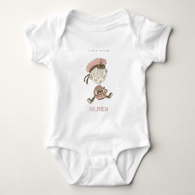 Body Cute Moderne Blush Rose Girl Petit marin Nautique (Devant)