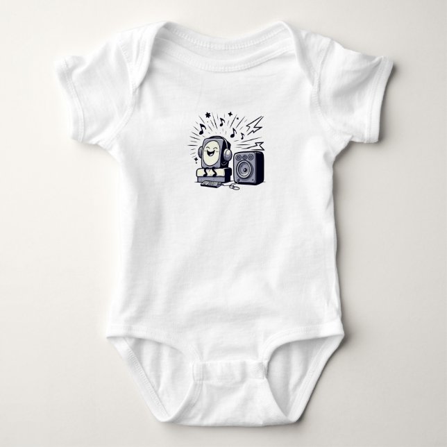 Body Cute Music Lover – Adorable Cartoon Baby Bodysuit (Devant)