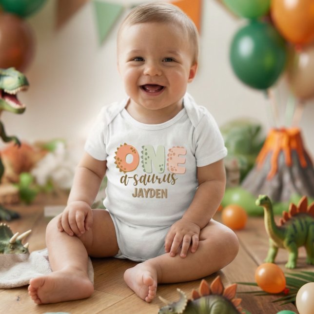 Body Cute Pastel One A Saurus Dinosaur Birthday (Créateur téléchargé)