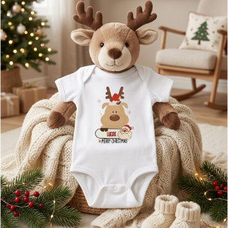 Body Cute Personalized Baby First Christmas Reindeer