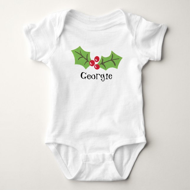 Body Cute personnalisée Holly & Berries Noël (Devant)