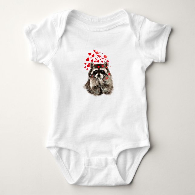 Body Cute Raccoon souffler Baisers Amour Coeurs (Devant)