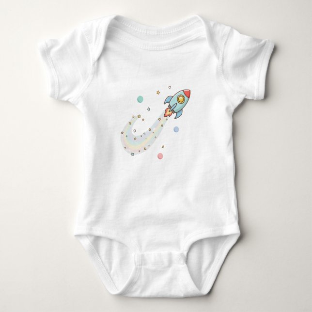 Body Cute Space Rocket Baby Bodysuit – Pastel Galaxy St (Devant)
