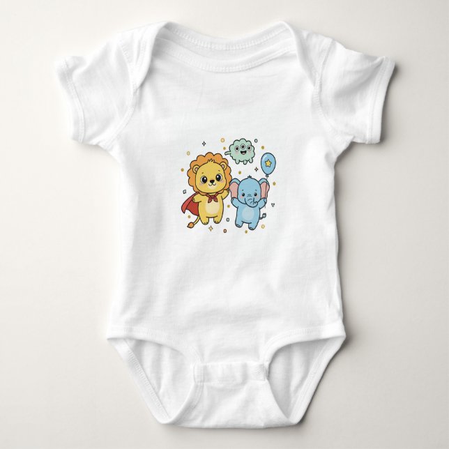 Body Cute Superhero Lion and Elephant Friends Cartoon (Devant)