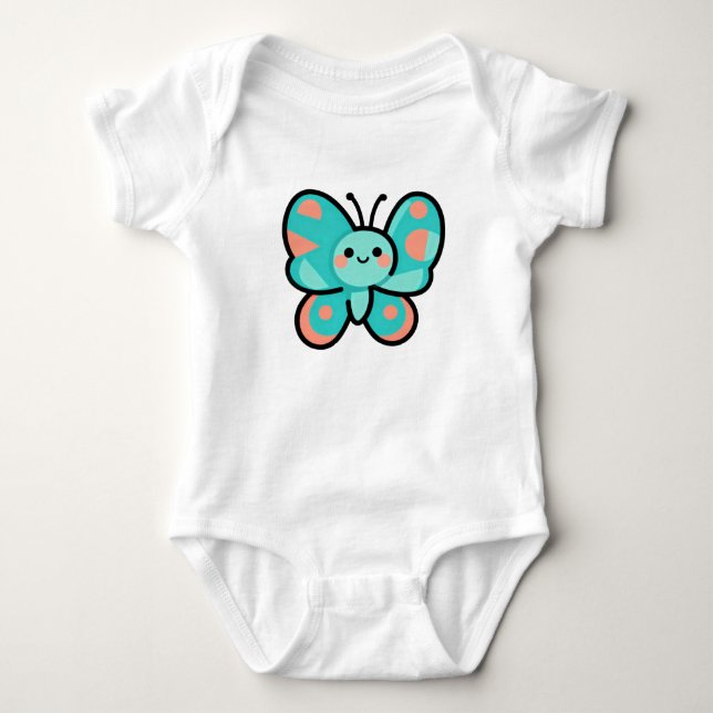 Body Cute Teal Butterfly Kawaii Art Baby Clothes (Devant)