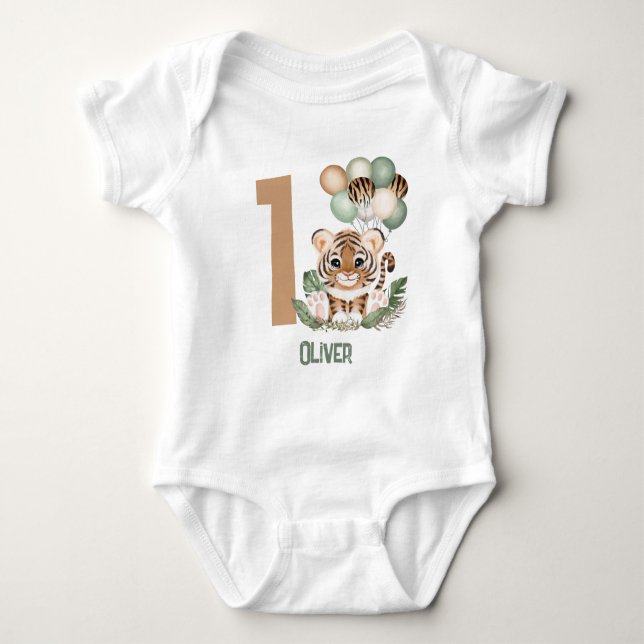 Body Cute Tiger Cub Wild One Boy 1er Anniversaire (Devant)
