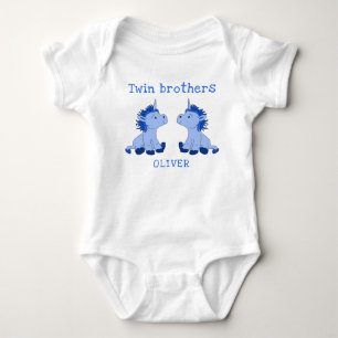 Body Cute Unicorn Twin Brothers Baby Bodysuit avec nom