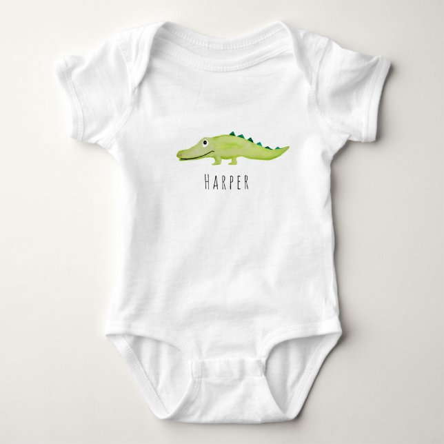 Body Cute Unisex Aquarelle Crocodile Safari sous le nom (Devant)