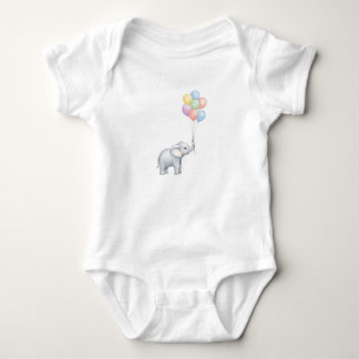 Body Cute Watercolor Elephant with Pastel Balloons