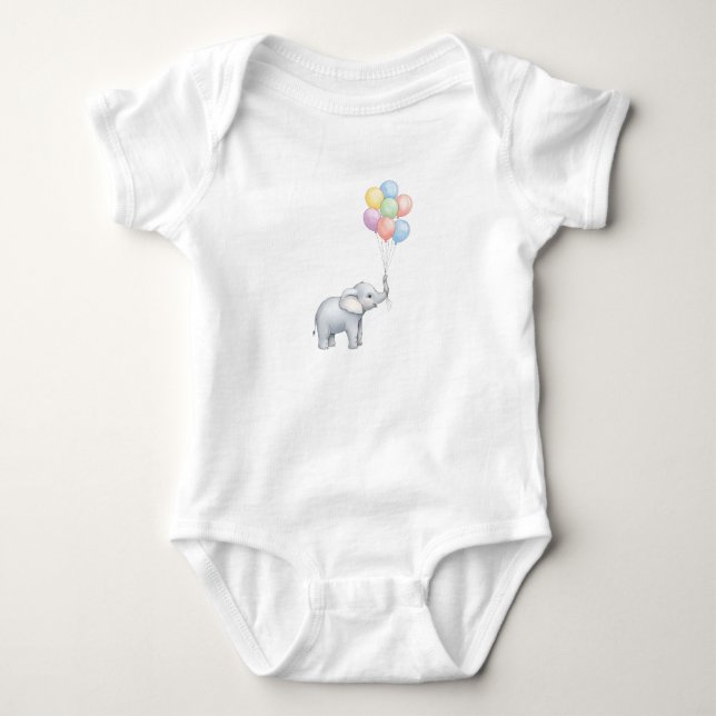 Body Cute Watercolor Elephant with Pastel Balloons  (Devant)